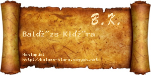 Balázs Klára névjegykártya